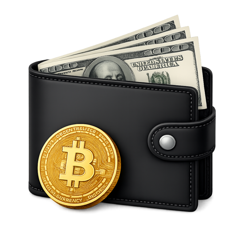 wallet with bitcoin & cash